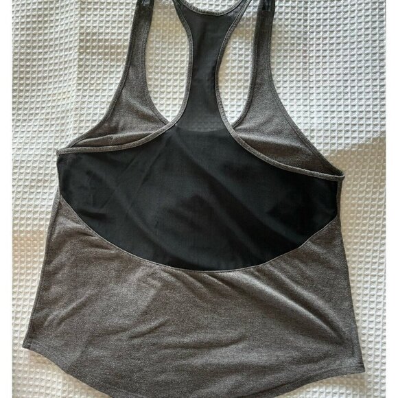 alo Yoga Athleisure Tank Top Mesh Racer Back Gray Black Front Pocket Tank *Small - Picture 4 of 11